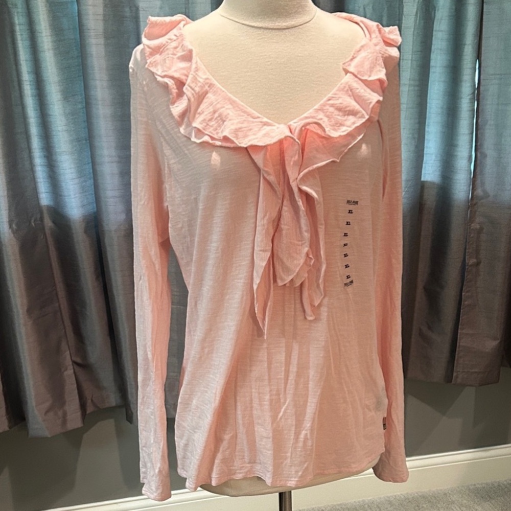 Polo by Ralph Lauren Soft Pink Ruffle Long Sleeve Top